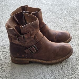 Sofft Brown Leather Ankle Boots with Buckles